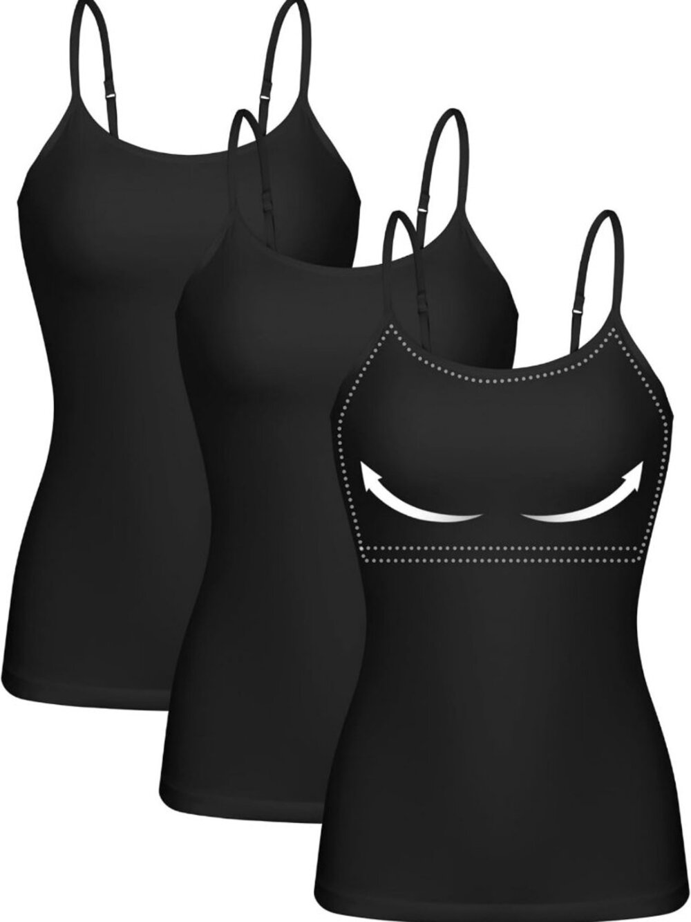 3 Pack Women's Cotton Camisoles with Adjustable Spaghetti Straps & Shelf Bra